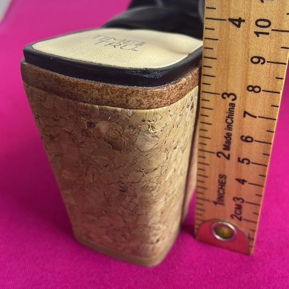 Time and Tru Black Cork Wedge Sandals 3” Heel Women’s Size 6 - Picture 9 of 11